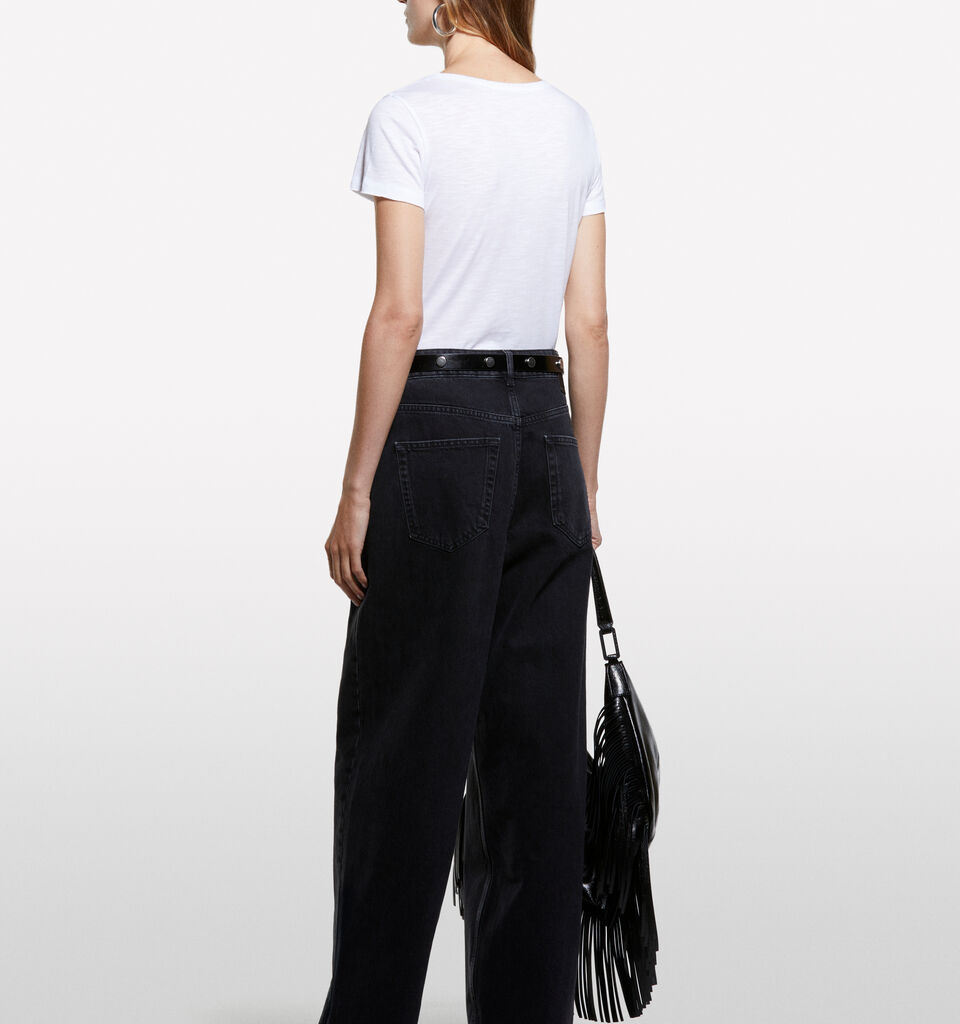 Μπλούζα λευκή με λαιμόκοψη - μπλουζάκια κοντομάνικα γυναικεία - Λευκο | Sisley image number 2